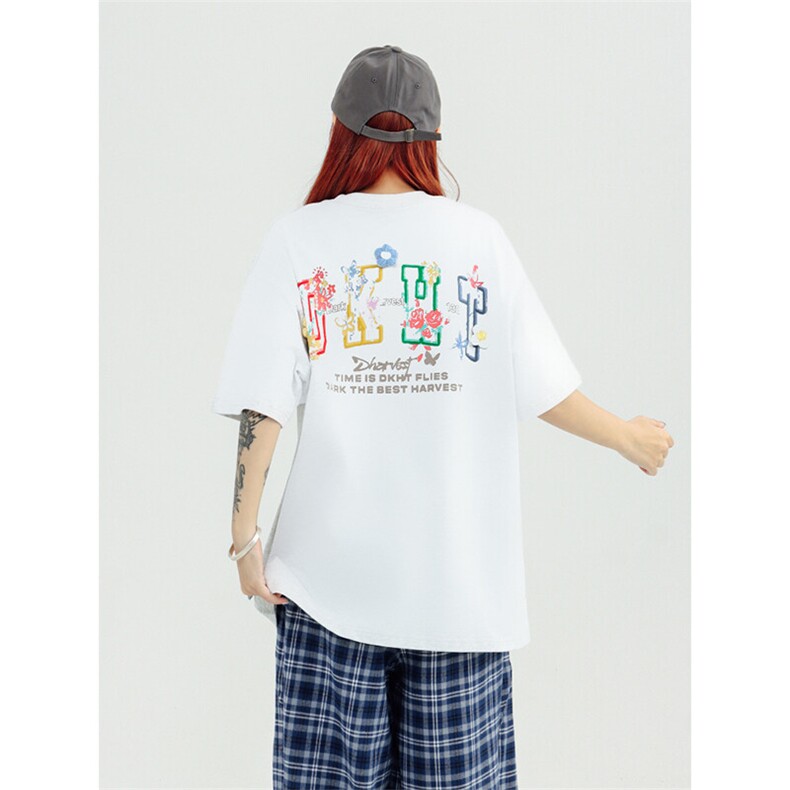 万针全刺绣工艺抖音得物高品质260克重磅纯棉双纱美式高街短袖T恤,男装T恤,电商A486