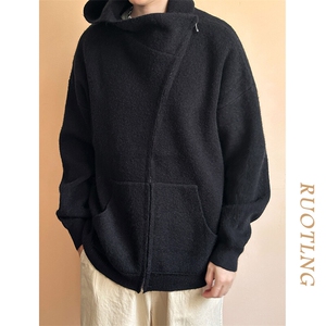 现货-连帽秋季毛衣男潮牌斜拉链高品质潮流开衫卫衣-AM2361-P80图片