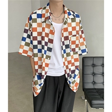 403-CY04-P38控58格子花衬衫男短袖冰丝衬衣，男装T恤，星座403（原603-1）