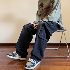 工装牛仔裤男秋季宽松直筒裤ins高街潮百搭oversize裤子N0241-p53，男装牛仔裤，星座1008