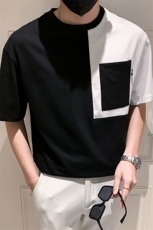 黑色2023精神小伙修身男士圆领潮款短袖T恤打底衫潮T902-P58控78，男装T恤，电商A108