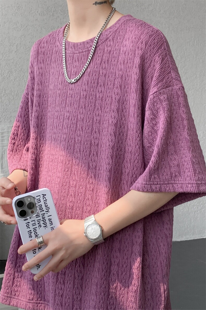 ！2026夏季新款男士肌理感短袖T恤圆领提花半袖TT258特P30,男装T恤,电商B220