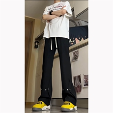 夏季冰丝西裤小众百搭微喇铆钉纽扣排扣冰丝裤子K2411-P50，男装西裤，电商A062