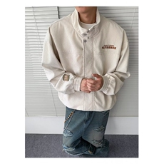 美式哈灵顿飞边boxy夹克男宽松情侣cleanfit休闲立领外套，男装夹克，四季星座505