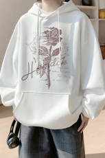 已注册/华棉春秋内景复古玫瑰宽松连帽卫衣男WY00670/P45加绒P50，男装卫衣，电商B316