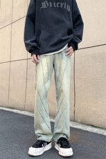 B221美式ins高街暗黑小众个性设计直筒牛仔裤LK23144-P65控88，男装牛仔裤，电商B221
