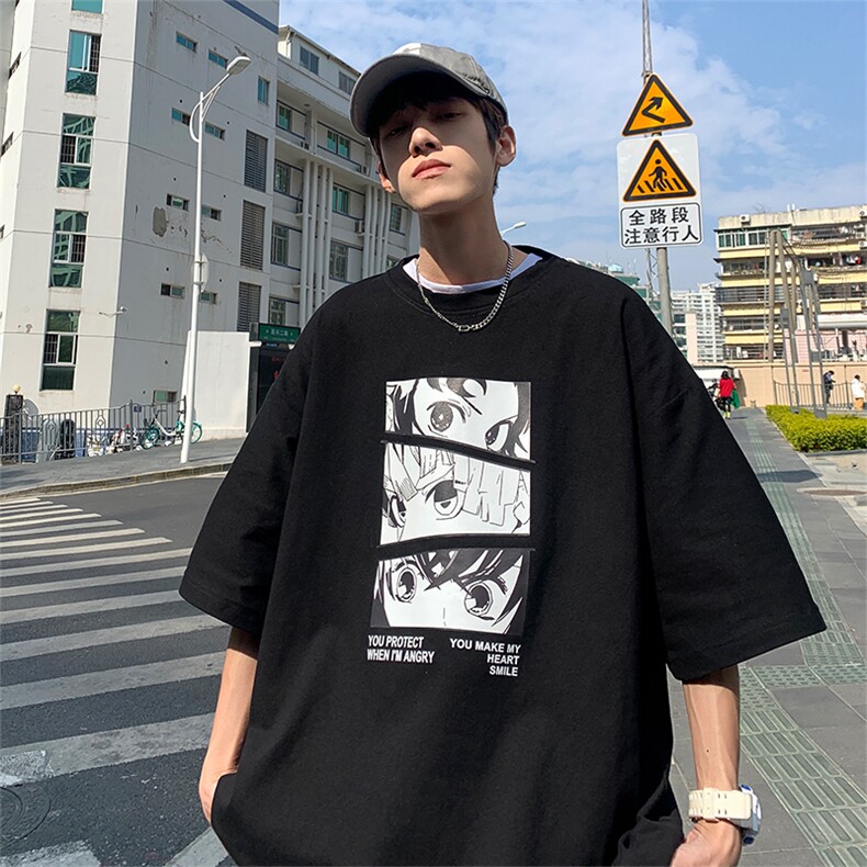夏季潮牌短袖男卡通印花五分袖体恤宽松t恤圆领打底1008-T176-p28,男装T恤,星座1008