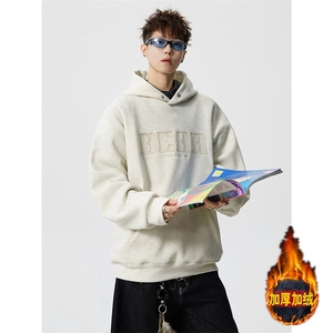904-2-CD618-P60加绒60控88-98秋冬重磅加绒拱桥绣花连帽卫衣男图片