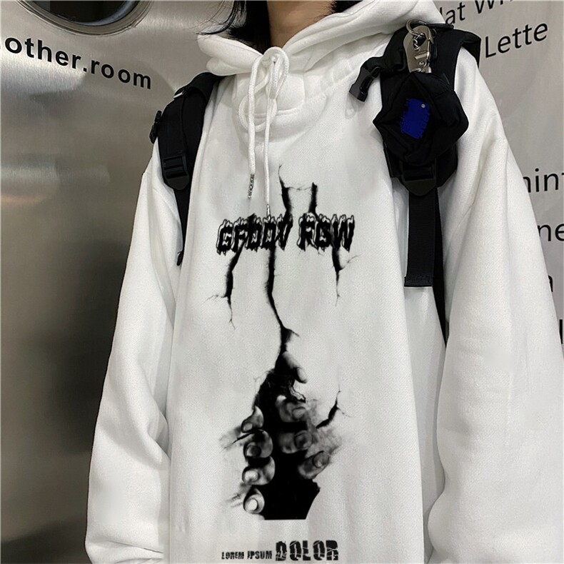 潮流街头嘻哈原宿暗黑设计感印花宽松连帽套头卫衣E670-P55,男装卫衣,星座911-2(原星座613-2）