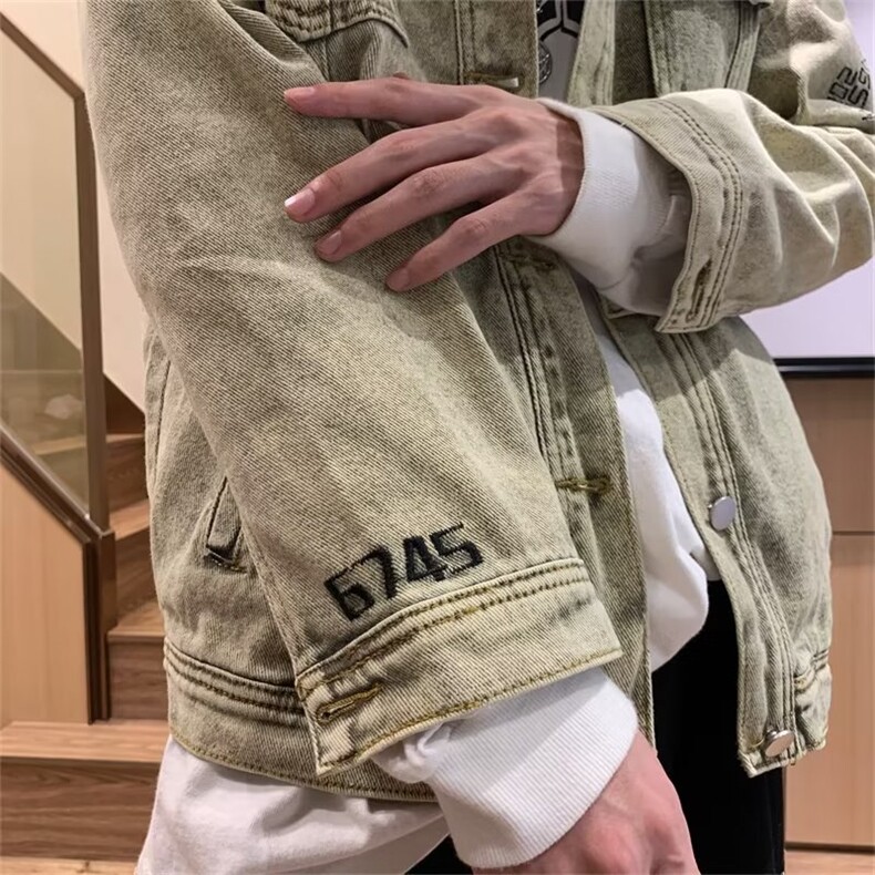 美式复古水洗做旧牛仔外套男女秋冬新款休闲宽松刺绣夹克V502P70,男装夹克,星座1116-2