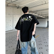 2025夏装新中式花卉刺绣廓形潮百搭圆领短袖T恤A025-DT12-P35，男装T恤，电商A025