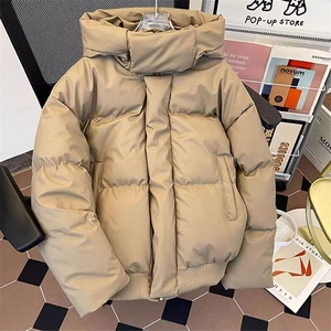 现货5W件冬季三防重磅boxy短款羽绒连帽PU皮棉衣外套防风加厚棉服图片
