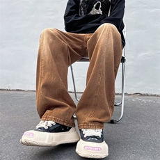 牛仔裤男秋冬潮牌宽松高街vibe美式裤直筒阔腿休闲长裤子3130-P43，男装牛仔裤，星座1008-1
