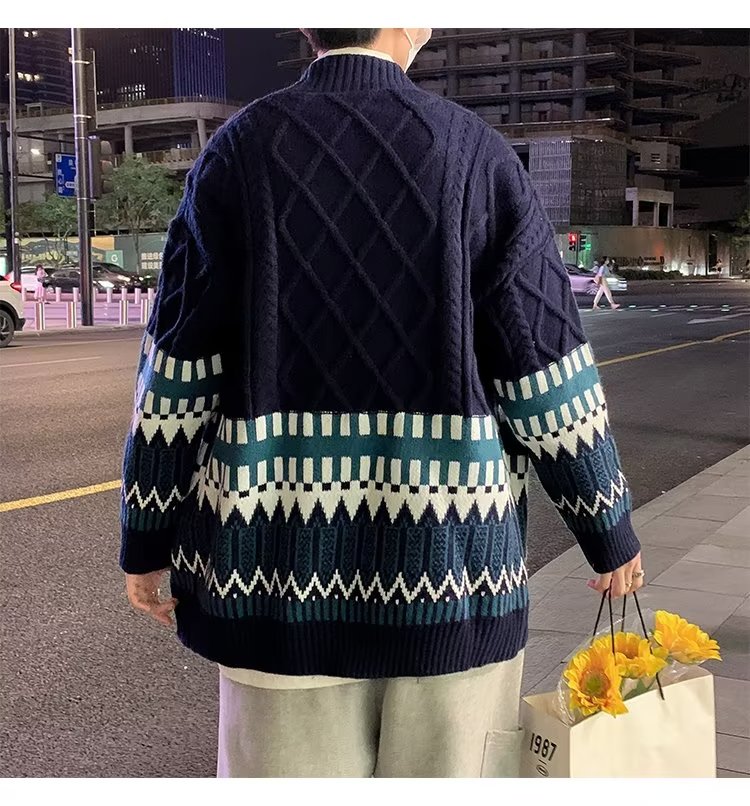美式毛衣男复古ins高街潮牌日系休闲高级感线衣开衫外套MZ170-P50,男装针织衫/毛衣,星座1109-3