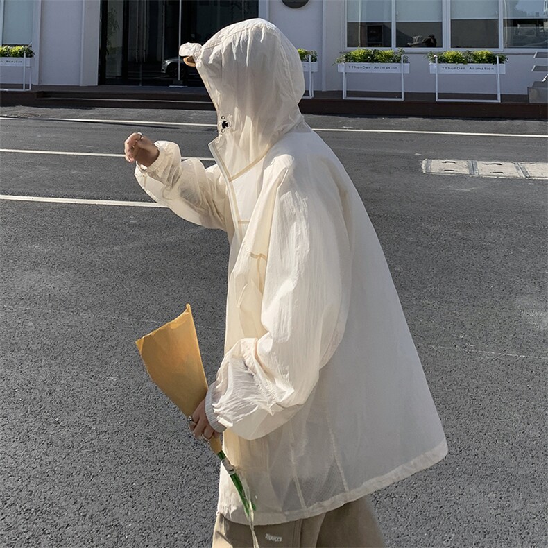 夏季薄款防晒衣男韩版潮流连帽宽松帅气2023新款ins外套W4877-P37图片