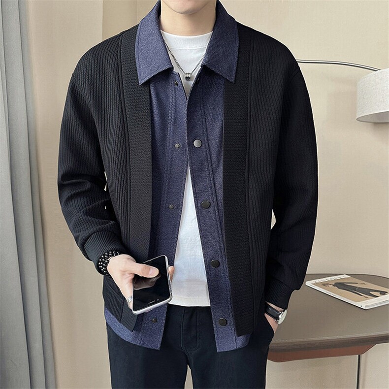 店主风~2025春季韩版假两件夹克外套K521/P105,男装夹克,电商B331