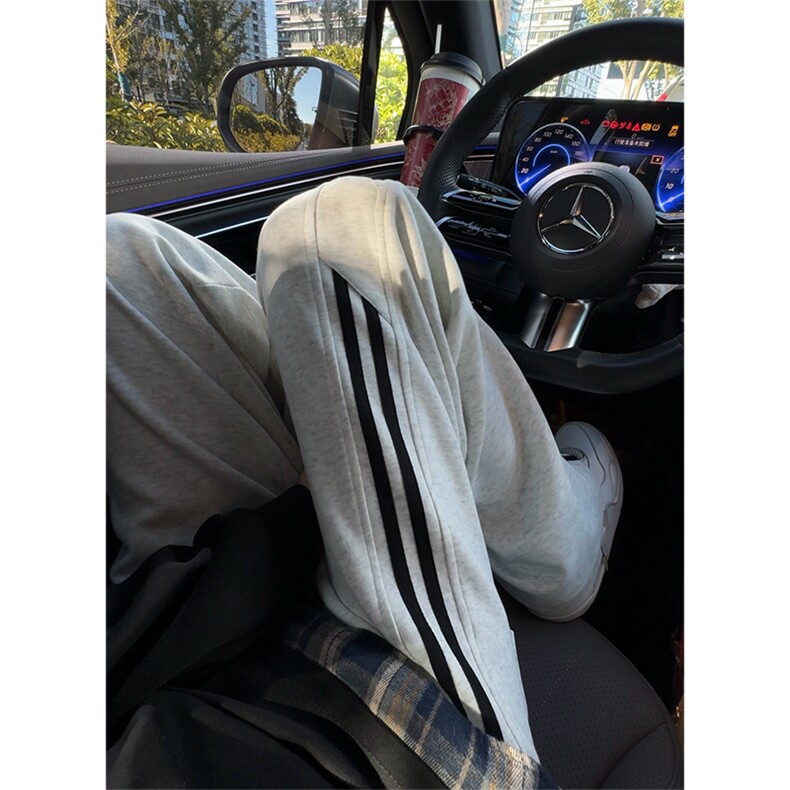 秋季新款刺绣休闲裤男宽松二条杠卫裤情侣长裤 K7707-特P45 控78图片