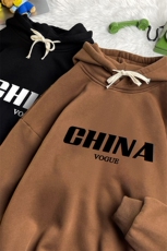 WY2001-P35加绒款-P40纯棉连帽卫衣男大码运动帽衫宽松薄，男装卫衣，电商A040