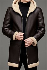 MJ-889冬季海宁男式羊毛皮草男连帽仿皮毛一体修身颗粒绒风衣P318，男装风衣，电商B360