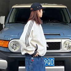 抖音得物高品质26春装美式高街重磅结构拼接织带立领卫衣外套CM42，女装短外套，电商A486