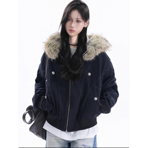 座山雕毛领保暖连帽棉服外套女cleanfit加厚加绒夹克MF368-P90图片