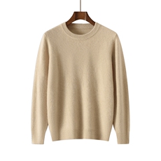 圆领长袖毛衣男式秋冬新款保暖休闲针织衫宽松，男装羊绒套衫，隆格羊绒