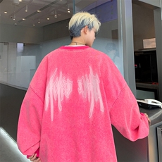 翅膀美式重磅水洗做旧圆领男卫衣大码XZ517A--3-ZH2714-P58，男装卫衣，星座517A-3