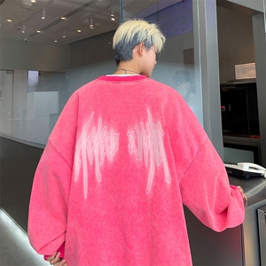 翅膀美式重磅水洗做旧圆领男卫衣大码XZ517A--3-ZH2714-P58图片