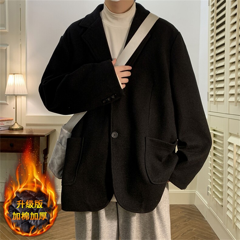N6169/P95加棉P105冬季新开叉呢料毛呢西服男宽松外套上衣呢大衣，男装西服，电商A141