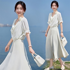 2025夏季新款女装年时尚休闲垃圾桶套裙套头气质减龄潮流百搭，女装套装/套裙，火爆靓佳人