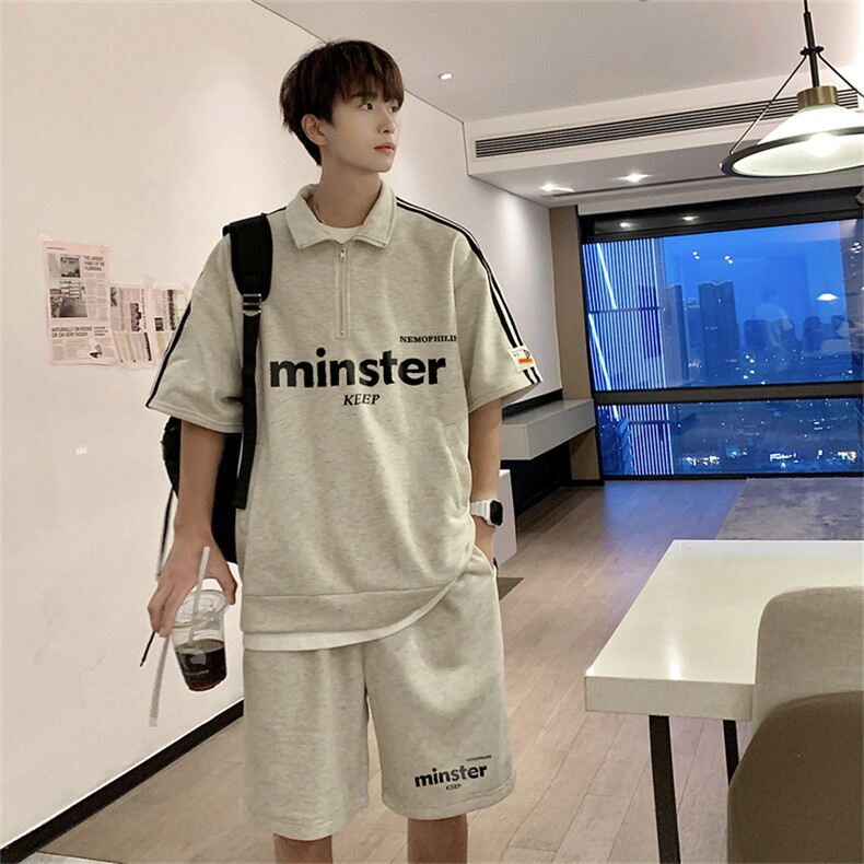 现货不缺货夏季休闲运动套装百搭撞色套装1209-1-TZ13-P65，男装休闲套装，星座1209-1