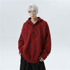 美式情侣慵懒风抽绳连帽毛衣宽松针织衫上衣男22091-p68，男装针织衫/毛衣，电商C307