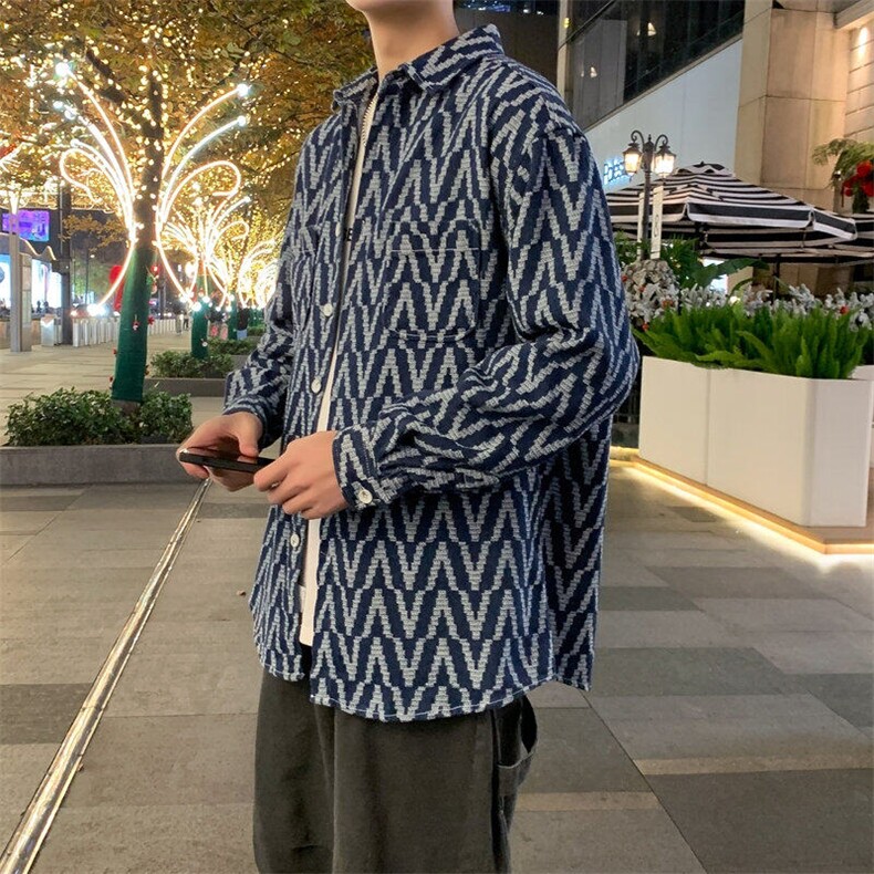 25年春季提花牛仔衬衫长袖得物抖音衬衫DS-C323-1-G663-P55,男装衬衫,电商C323-1