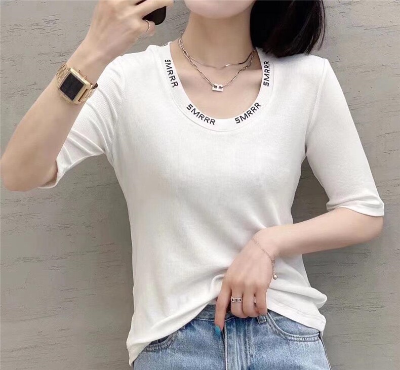 圆领字母中袖，女装，SJBY