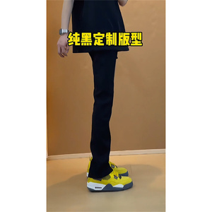 纯黑色牛仔裤男款2025春秋季美式弯刀弹力设计感修身直筒微喇裤子