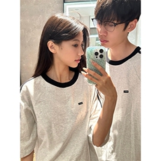 抖音得物品质夏季美式高街纯棉三条杠织带男女短袖T恤ZD588特25，男装T恤，电商A486-1