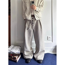 老钱风千鸟格排扣A字西裤男女秋季裤子慵懒松弛感阔腿裤XK37，男装西裤，星座1116A（原606A-3）