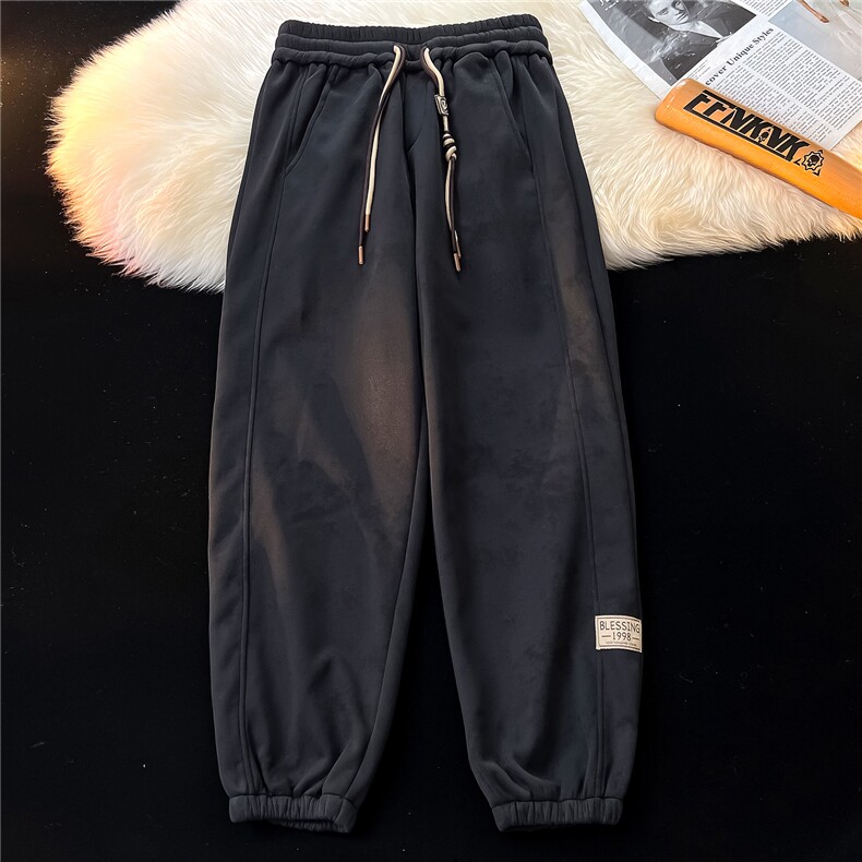 8XL-M痞帅脏脏束脚休闲卫裤男春季大码裤子KZ022特价P40图片