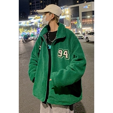 秋冬港风羊羔毛夹克外套日系宽松休闲棒球服棉衣情侣JK30/P80，男装夹克，电商A221A