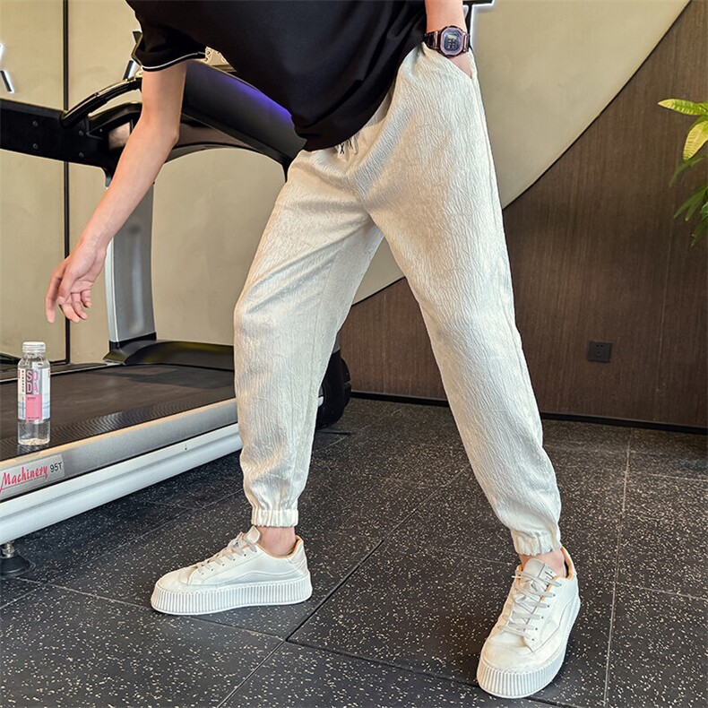 社会小伙中式复古提花休闲裤运动裤卫裤百搭束脚裤九分裤2214/P58，男装休闲裤，星座313B-2(原星座309A-2)