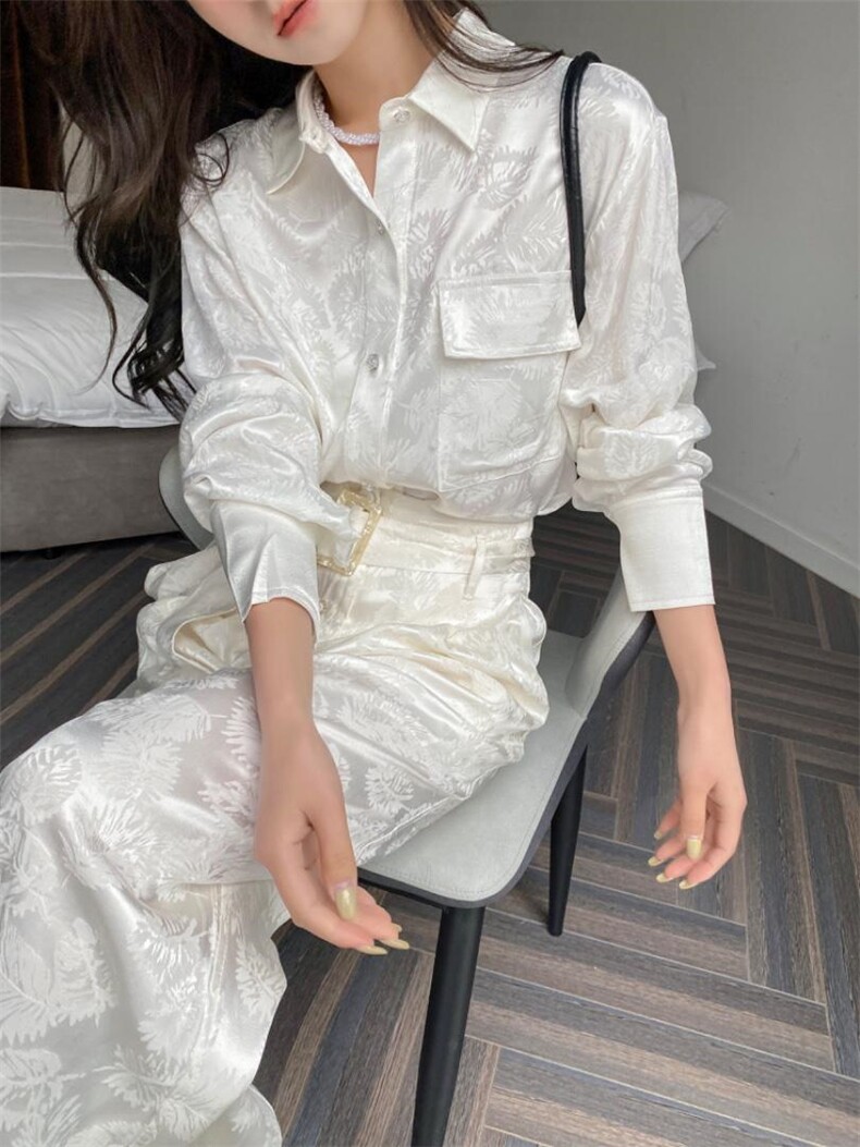 YCJ人丝衬衫?直筒高腰长裤,女装衬衫,YCJ