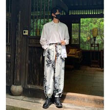 2026港风冰丝扎染抽绳大码M-5XL风休闲裤有套装88798P45，男装休闲套装，星座227-7