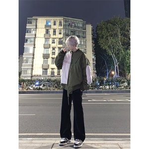 高街vibe纯黑色牛仔裤男款夏季修身直筒弹力微喇叭裤 控价68图片