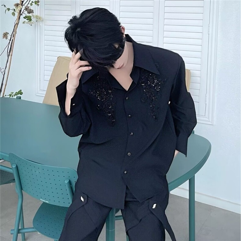 【现货】DC171-批48新款男装高级感日系复古衬衣设计长袖男士衬衫,男装衬衫,星座603-2
