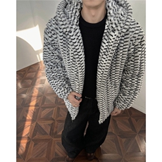 冬季男士棉服兔毛条纹绒虎皮纹宽松加绒加厚外套棉衣特p95，男装棉衣，电商B319