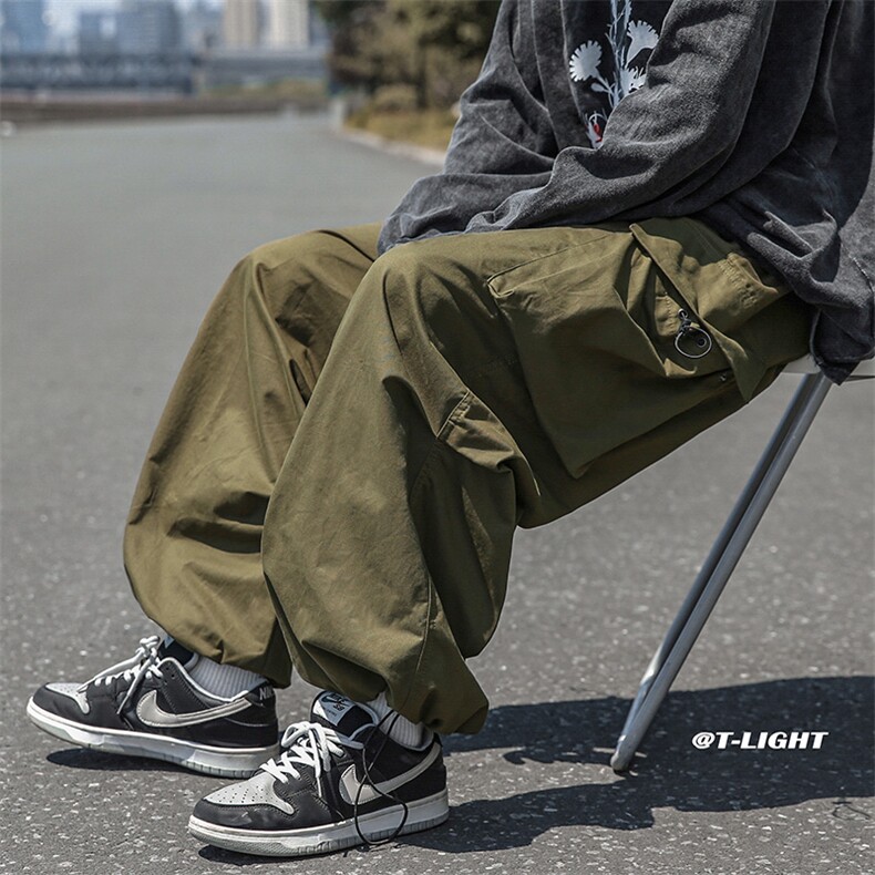 B2212023秋装新款日系宽松大码休闲束脚工装裤LK22053-P60控78,男装休闲裤,电商B221