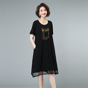2021夏款新款拼接大码女装连衣裙238款图片