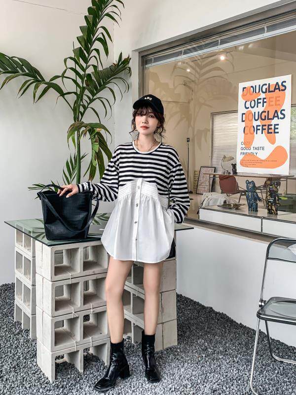 爱美欧秋装现货针织拼接小衫，其它，爱美欧