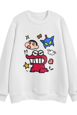 白底23新款秋季时尚百搭宽松卡通印花潮流套头卫衣W6197P30控48，男装卫衣，电商A268-1