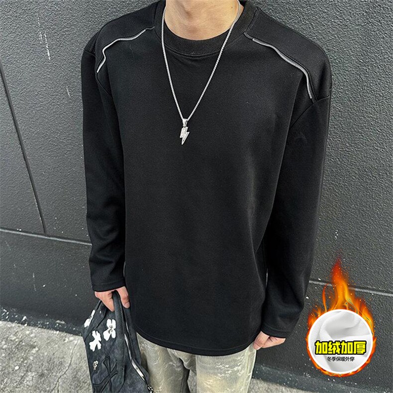 480G重磅加绒硬挺boxy男女秋冬美式高街结构拉链肩圆领卫衣厚外套，女装短外套，电商A486-1